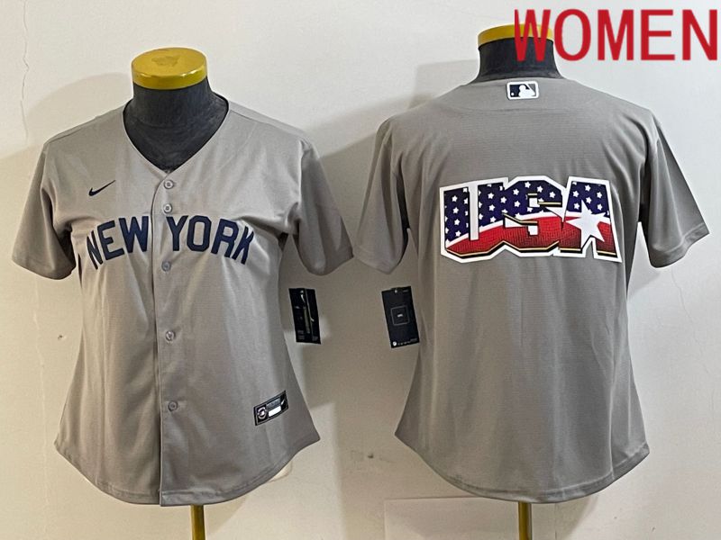 Women New York Yankees Blank Grey Nike Game 2024 MLB Jersey style 1->youth mlb jersey->Youth Jersey